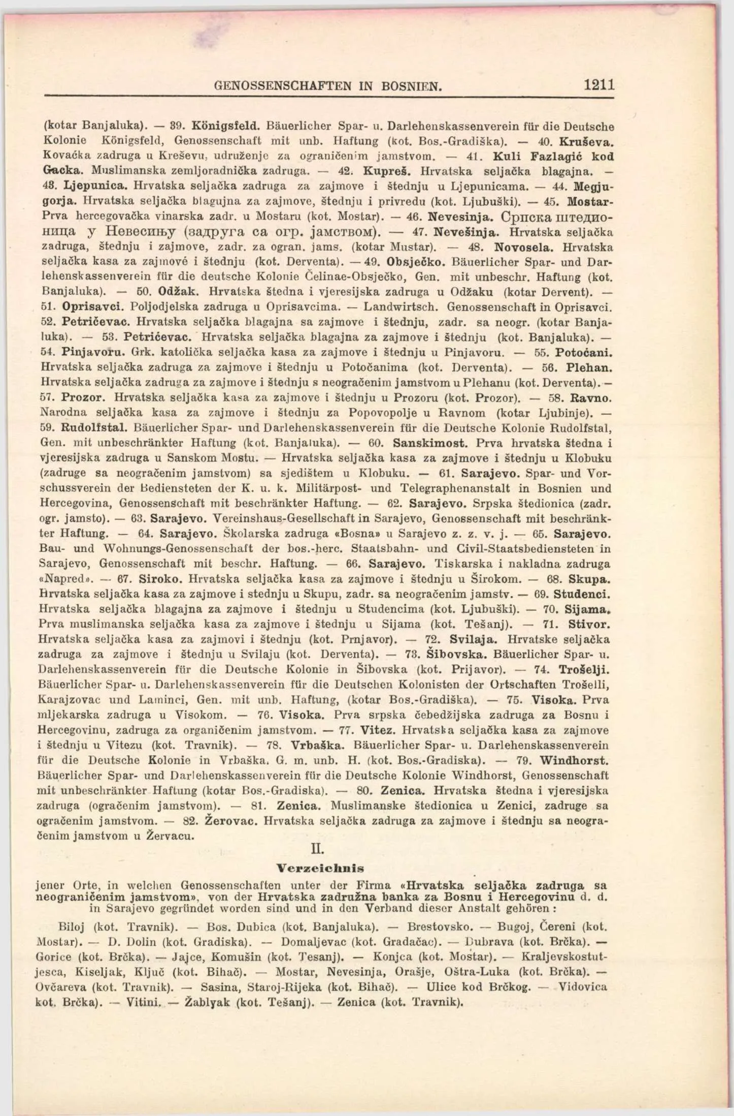 Pagina del Nagy Magyar Compass con l’elenco delle cooperative bosniache e la voce Stivor